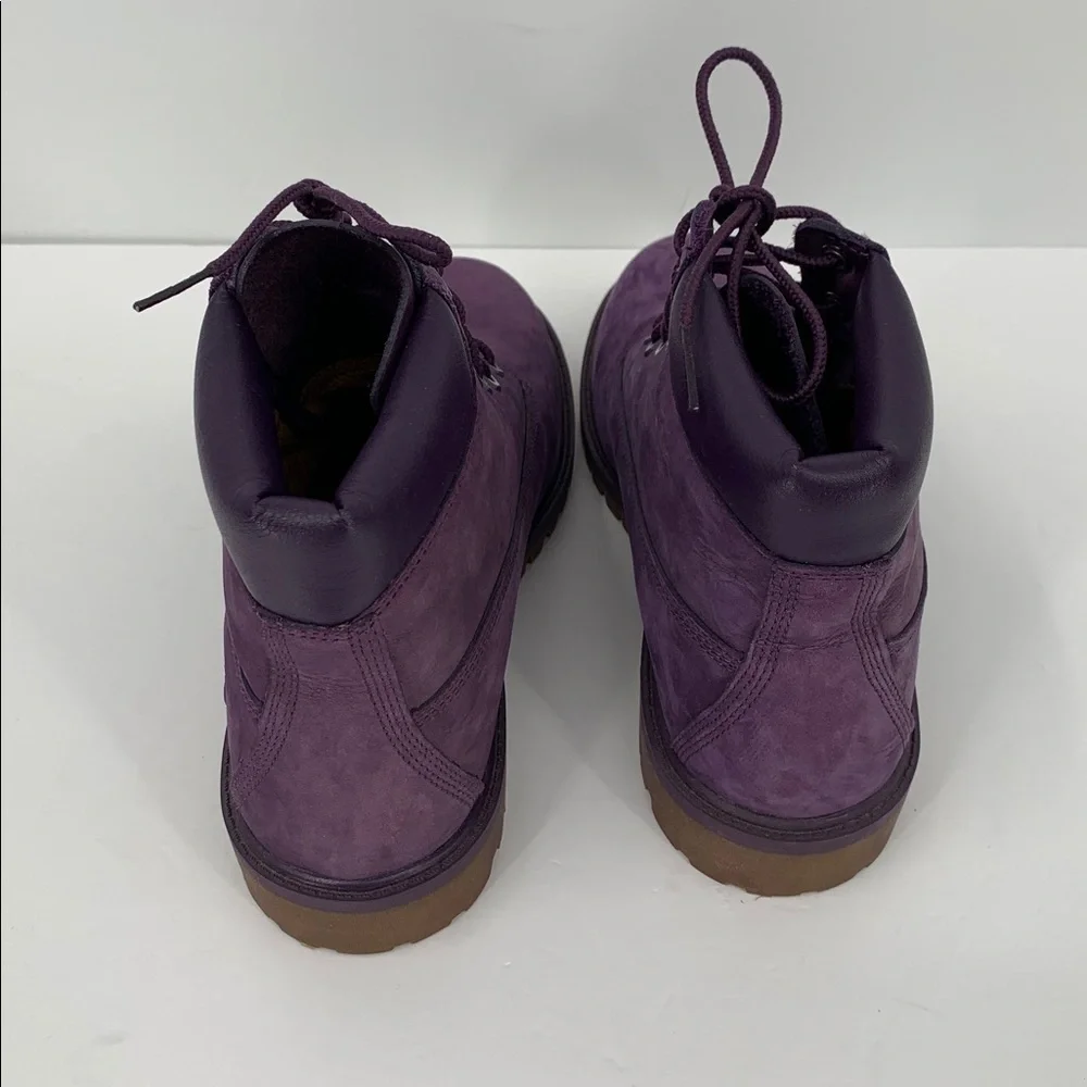 Timberland waterproof lace-up winter boots combat purple suede leather girls 6